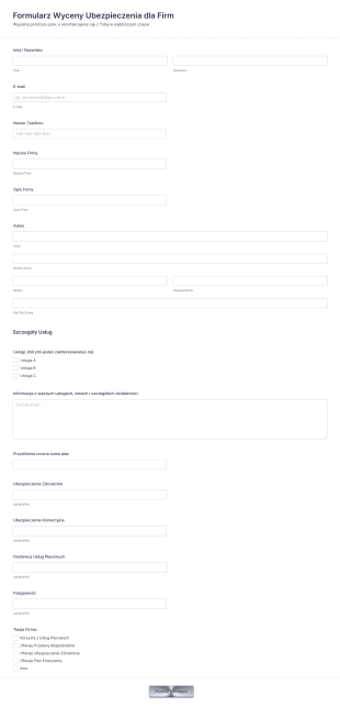 Formularz Wyceny Ubezpieczenia Form Template