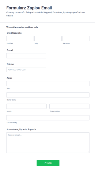 Formularz Zapisu Email