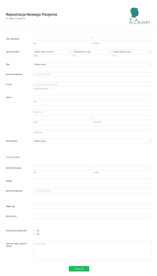 Formularz Zapisu Nowego Pacjenta Form Template
