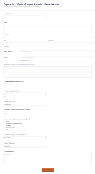 Formularz Zapytania O Nieruchomość Form Template
