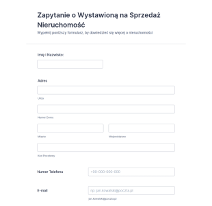 Formularz Zapytania O Nieruchomość