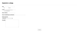 Formularz Zapytania O Usługę Form Template
