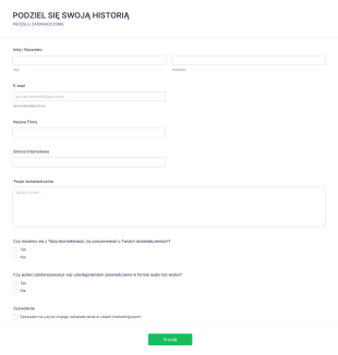 Formularz Zaświadczenia