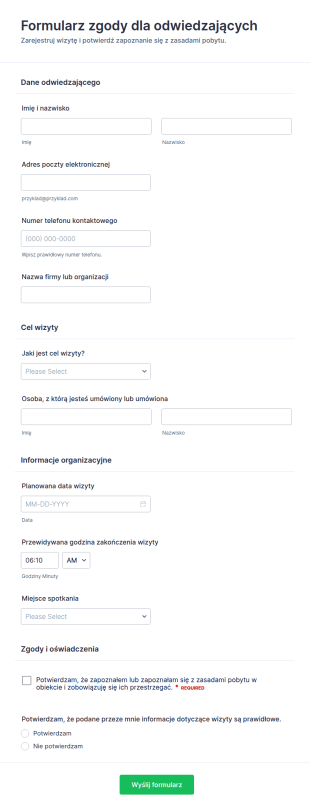 Formularz Zgody Gościa