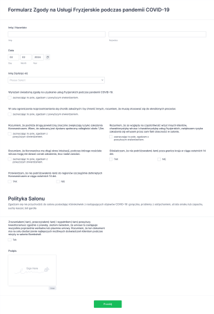 Formularz Zgody Salonu COVID 19
