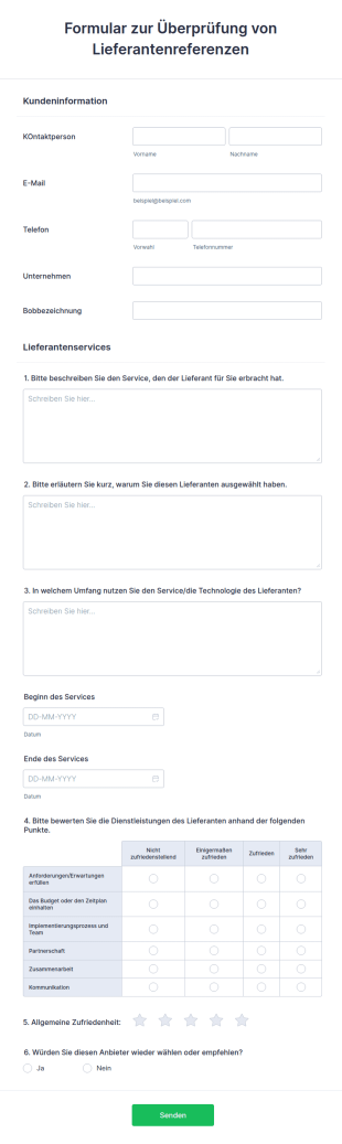 Formular Zur Überprüfung Von Lieferantenreferenzen