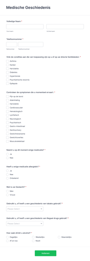 Formulier Medische Geschiedenis