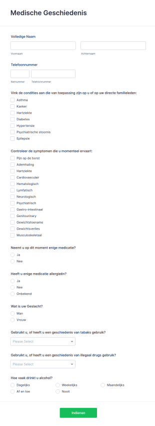 Formulier Medische Geschiedenis