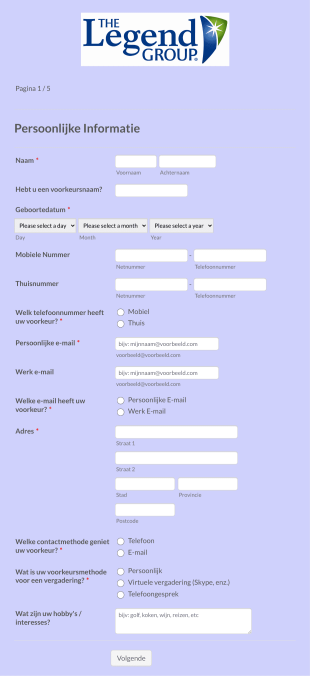 Formulier Prospectieve Klant Form Template