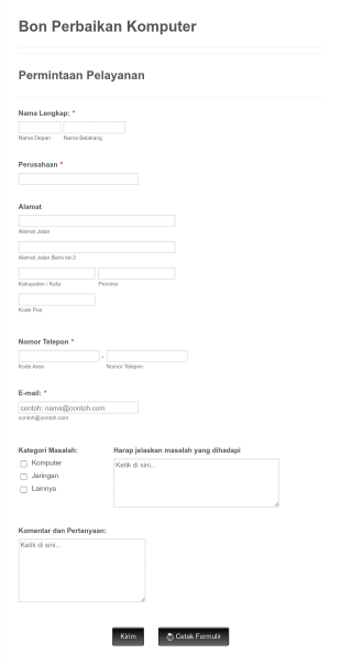 Formulir 2 Permintaan Layanan TI Form Template