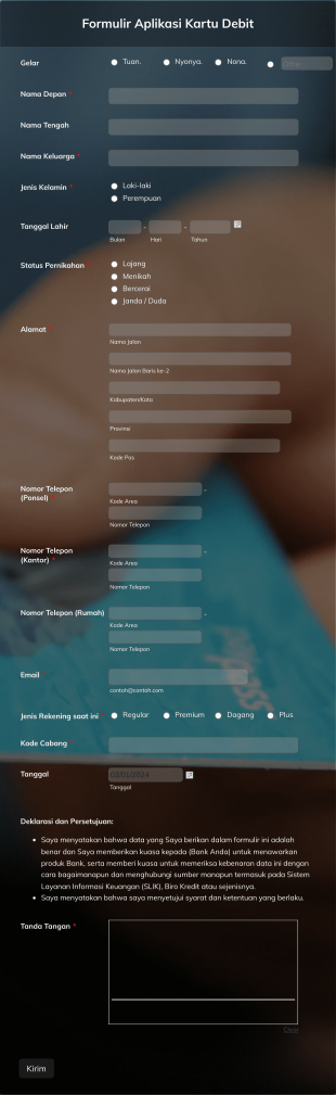 Formulir Aplikasi Kartu Kredit Form Template
