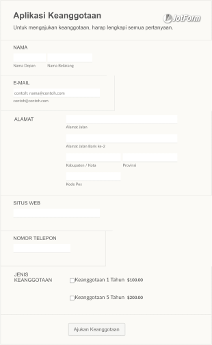 Formulir Aplikasi Keanggotaan Yang Dapat Dicetak Form Template