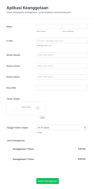 Formulir Aplikasi Keanggotaan