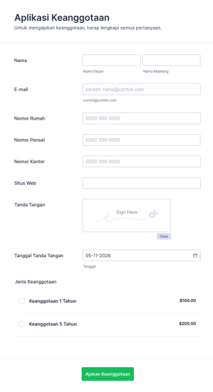 Formulir Aplikasi Keanggotaan