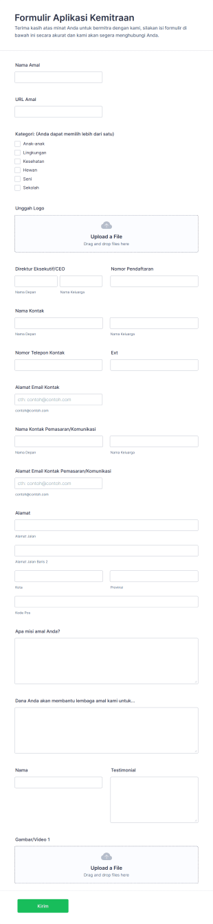 Formulir Aplikasi Kemitraan Amal Form Template