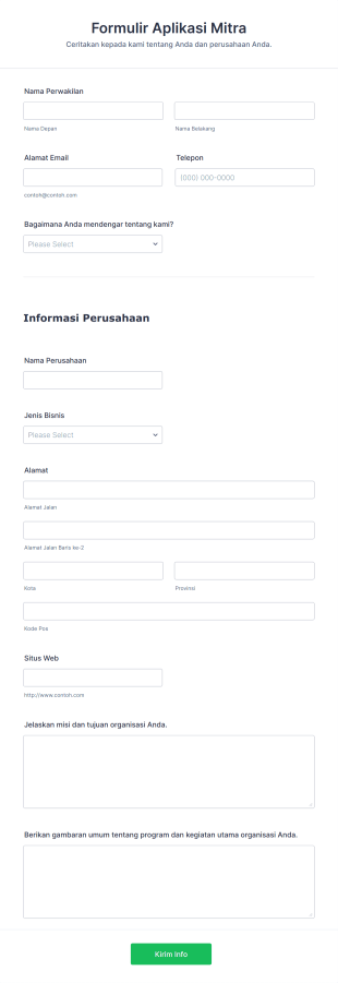 Formulir Aplikasi Mitra Form Template
