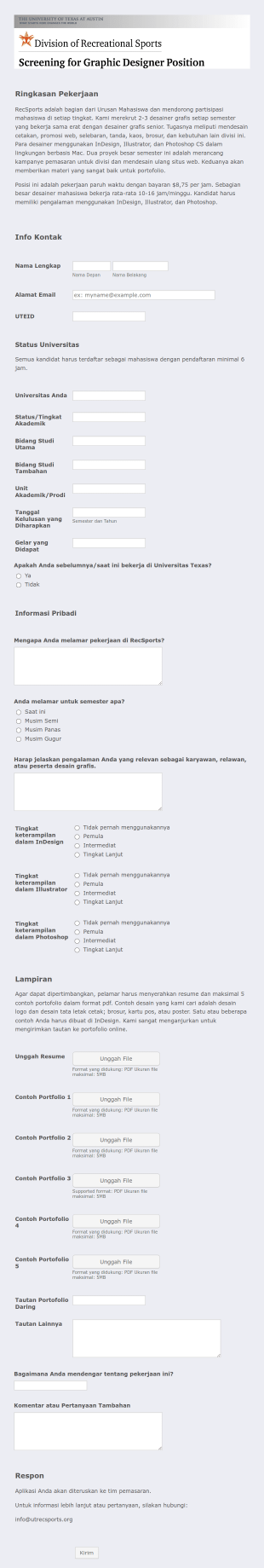Formulir Aplikasi Pekerjaan Desain Grafis Form Template