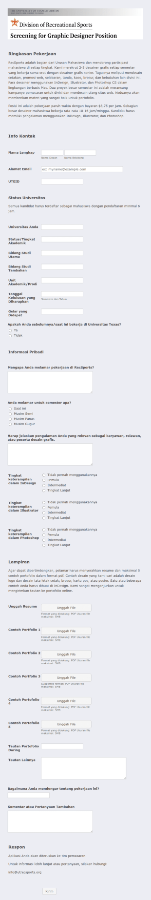 Formulir Aplikasi Pekerjaan Desain Grafis