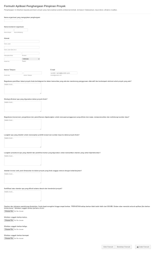 Formulir Aplikasi Penghargaan Pimpinan Proyek Form Template