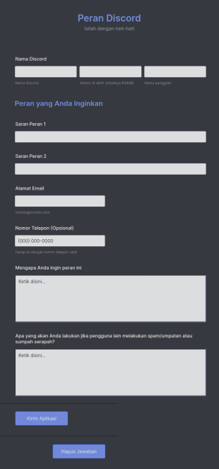 Formulir Aplikasi Peran Discord