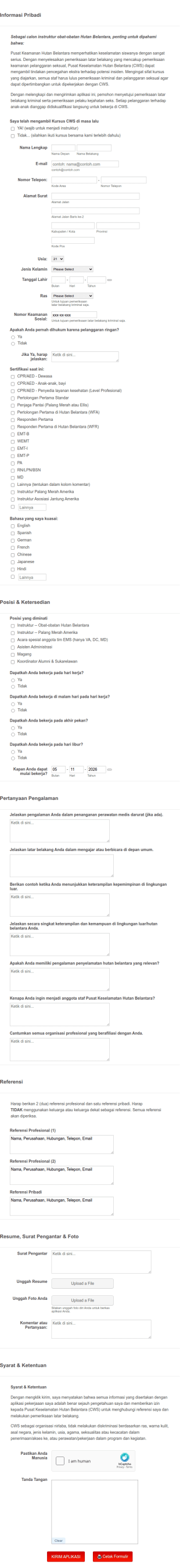 Formulir Aplikasi Staf Medis