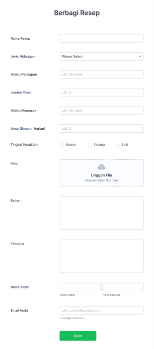 Formulir Berbagi Resep Form Template