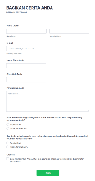 Formulir Berbagi Testimoni