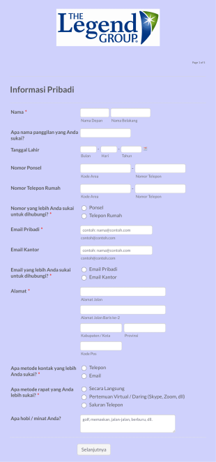 Formulir Calon Klien Form Template