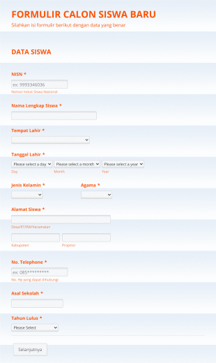 Formulir Calon Siswa Baru Form Template