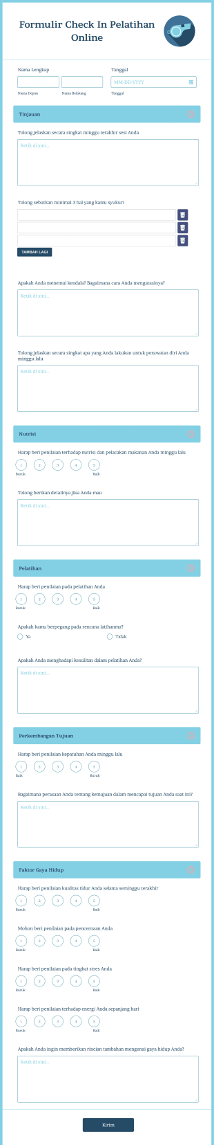 Formulir Check In Pelatihan Online