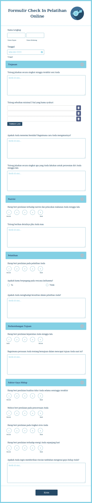 Formulir Check In Pelatihan Online