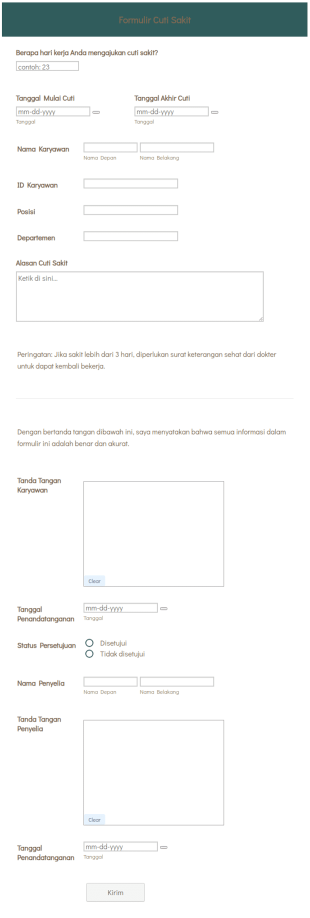 Formulir Cuti Sakit