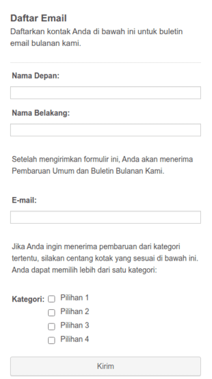 Formulir Daftar Email