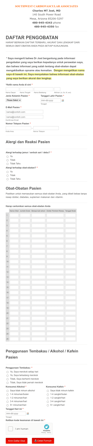 Formulir Daftar Obat Pasien Form Template