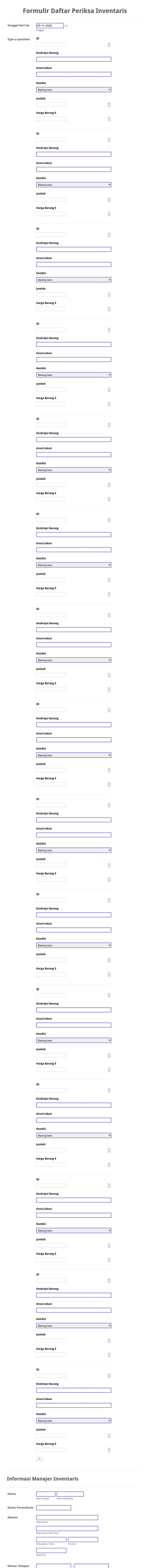Formulir Daftar Periksa Inventaris