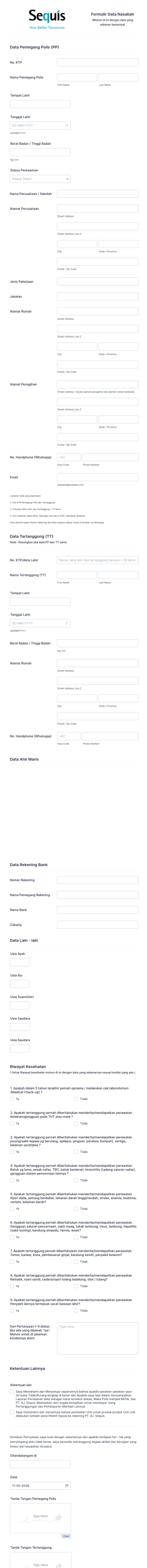 Formulir Data Nasabah