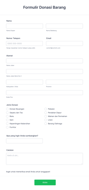 Formulir Donasi Barang Form Template