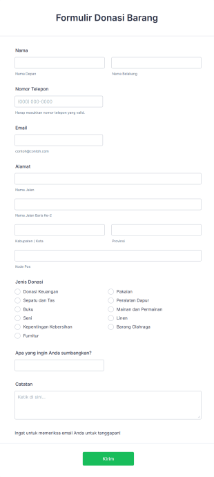 Formulir Donasi Barang Form Template