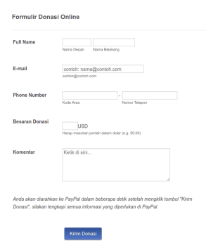 Formulir Donasi PayPal