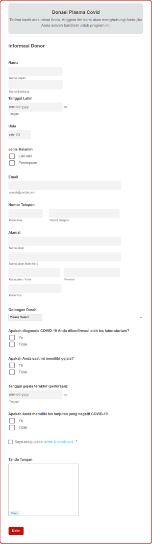 Formulir Donasi Plasma COVID