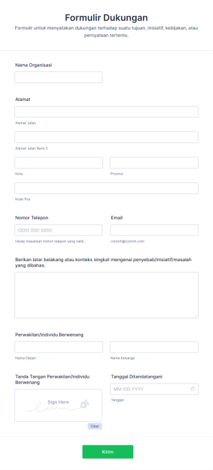 Formulir Dukungan Form Template