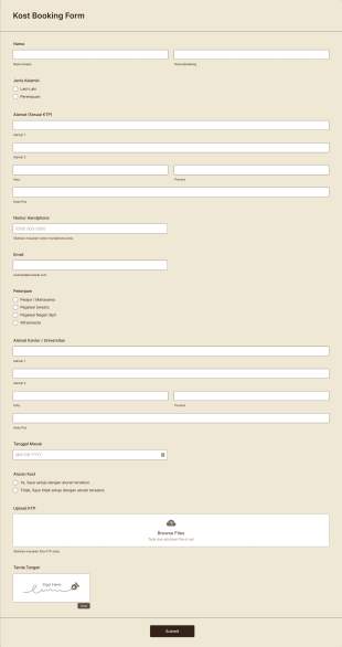 Formulir DYA House Form Template