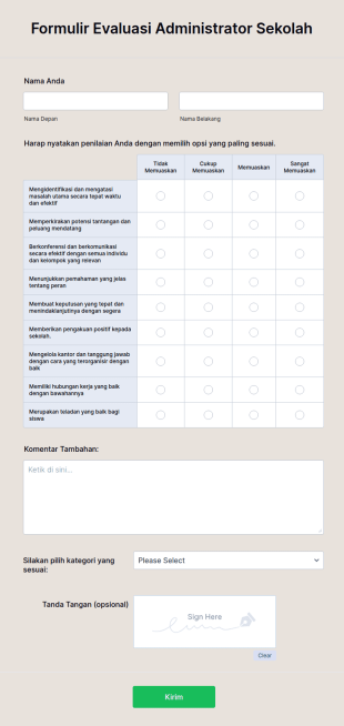 Formulir Evaluasi Administrator Sekolah