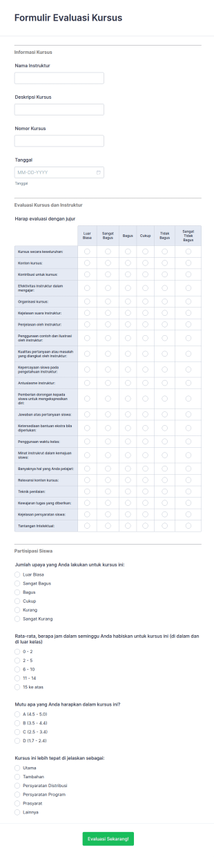 Formulir Evaluasi Kursus