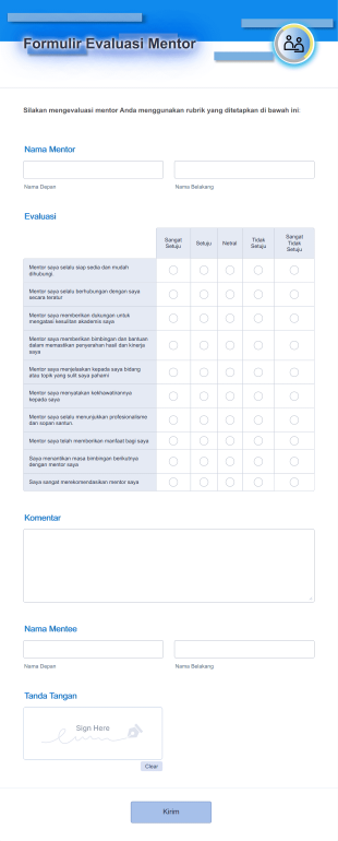 Formulir Evaluasi Mentor Form Template