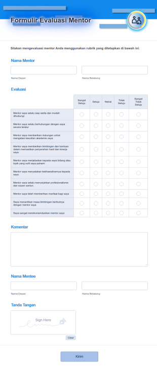 Formulir Evaluasi Mentor