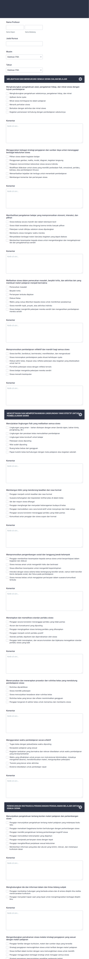 Formulir Evaluasi Pengajar