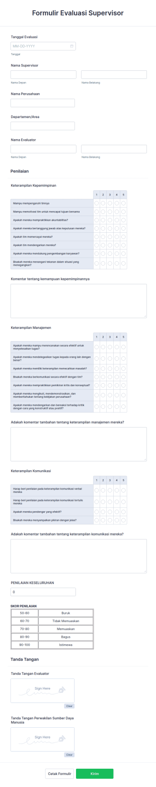 Formulir Evaluasi Supervisor