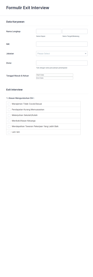 Formulir Exit Interview