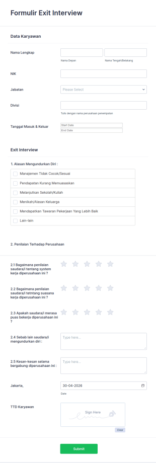 Formulir Exit Interview